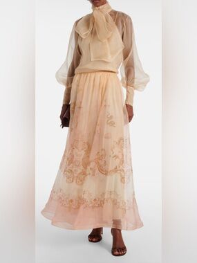 NWT $1850 Zimmermann Hypnotic silk organza maxi skirt Size AU 1 US 6-8 100% Silk